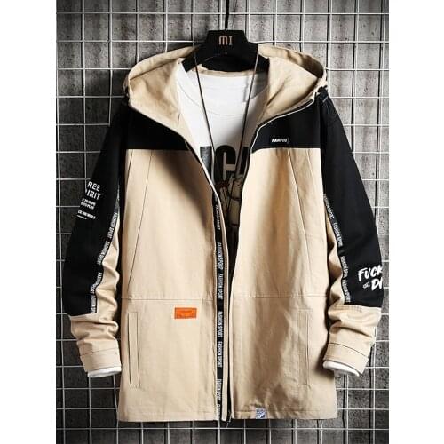Fat Japanese High Street Jacket Male Large Size Loose Fat Mid-length Windbreaker Tide Ins Spring and Autumn Handsome Hooded Jack