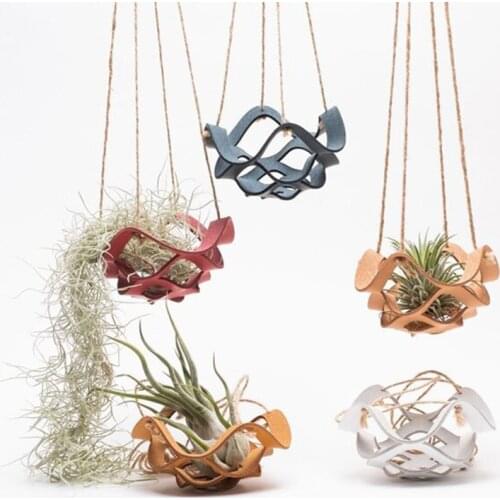 Hanging Multi-level Macrame Leather Flowerpot Net Bag Hanging Basket Rack Balcony Plant Wall Hanging Planter Home Decor Supplies