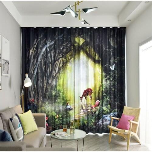 Customized 3d curtains Dream Forest Curtain Fresh Childrens Room Curtain Bedroom Windshield Shading curtains