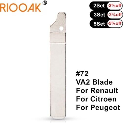 5pcs #72 VA2 Replacement Car Flip Remote Key Blade For Renault Citroen Triumph Peugeot Folding Key Blank Without Groove