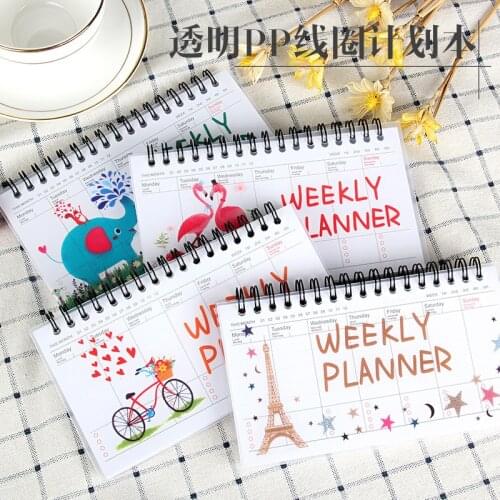 Portable Kawaii Spiral Notebook and Journal Agenda 2021 2022 A6 Diary Weekly Planner Notepad Office Supply Stationery Organizer
