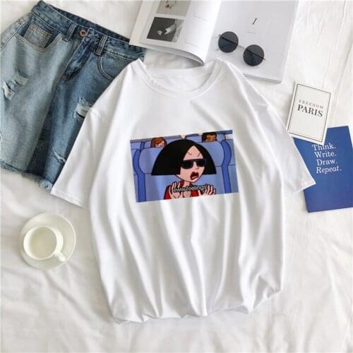 Summer Spoof Letter Eww Feelings Cartoon Print Women Short Sleeve Casual T-Shirt Loose Harajuku Ulzzang Funny women Tees tops
