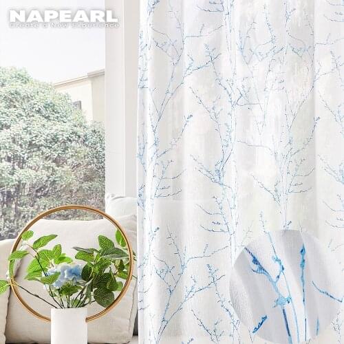NAPEARL 1 Piece Floral Pattern Tulle Curtains Blind for Bedroom Sheer Living Room Kitchen Home Decor