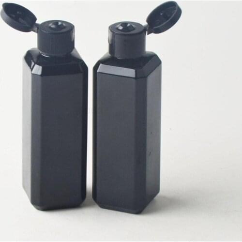 100pc 100ml Mini Flip cap Empty Fragrance Perfume Square Bottle Black Plastic Shower Gel shampoo liquid travel container Refille