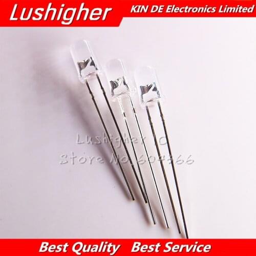 100pcs 5mm Led Green light-emitting Diodes White Turn Green