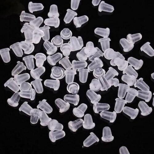 1000pcs/lot Ear Jewelry Findings Silicone Rubber Earring Back Safety Bullet Stopper Earnut For Stud Earrings Components Ear Plug