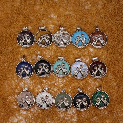 12pcs Natural Stone agates pendant fox necklace Blue Turquoises Meditation Quartz Treat Crystal Charm for Jewelry Making Free