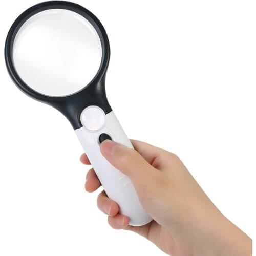 3X Portable Magnifier With 3 LEDs High Definition Premium Handheld Magnifying Glass for Reading Exploring Inspection