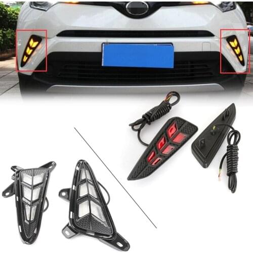 4Pcs LED Daytime Running Fog Lights+Taillight For Toyota CHR CH-R 2018 DC 12V