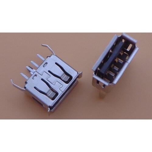 5PCS/LOT A Type Flat Angle (180 Degree) Female USB PCB Connector Socket, USB Jack Plug 3 legs+4 pin
