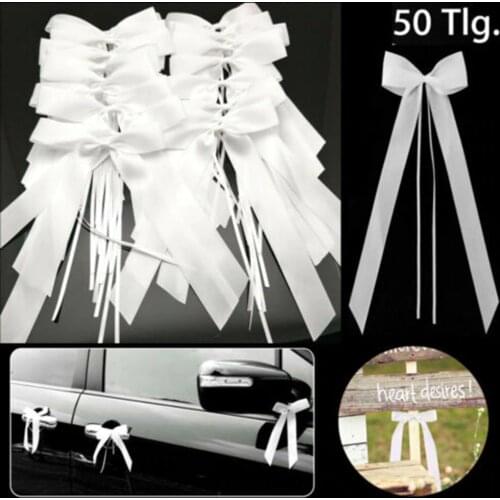 2020 50Pcs White Wedding Car Decoration Gift Wrap Ribbon Bows Party Ribbons Bows Kit
