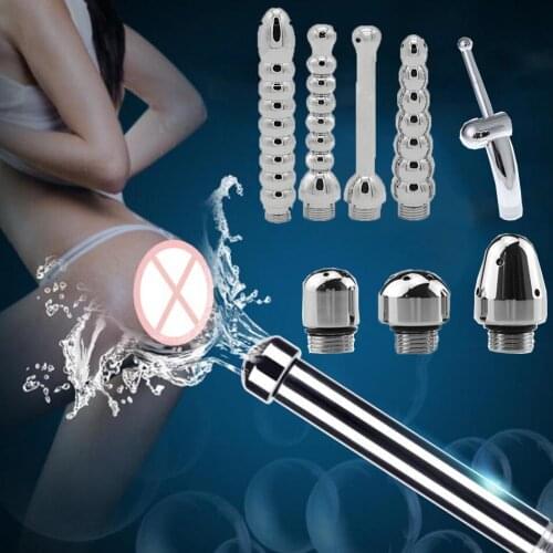 7 Types Metal Anal Douche Bidet Faucets Shower Enema Vaginal Cleaning Nozzle Head Butt Plug Anus Dilator Sex Toys For Couple