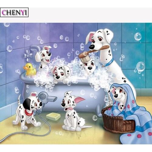 CHENYI 5D DIY Diamond Painting Full Square Spotty Dog Diamond Embroidery Cross Stitch Animal Mosaic Painting Rhinestones Decor