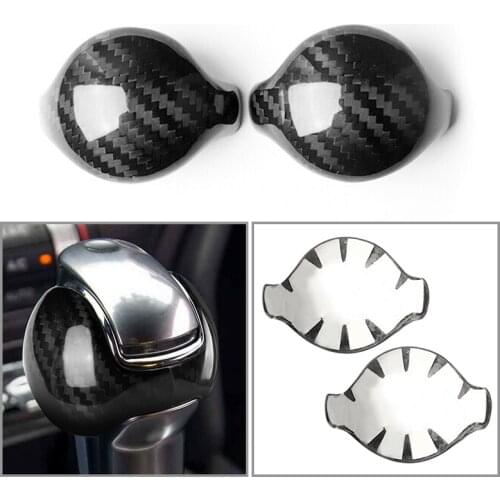 CITALL 2PCS Carbon Fiber Style Car Interior Gear Shift Knob Trim Cover Fit for Ford Mustang 20152016 2017 2018 2019