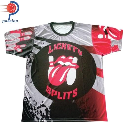 25 Each 2020 New Arrival Custom Design Sublimated Printing Crew Neck Bowling Tee shirts For Sale