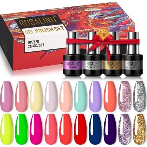 ROSALIND Gel Nail Polish Kit All For Manicure Nail Gel Varnish Semi Permanent Varnish Hybrid Base Top For Nails Art Gel Polish