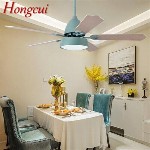 Hongcui Ceiling Fan With Lights Remote Control 3 Colors LED Modern Wood Blade for Home Dining Room Bedroom living room