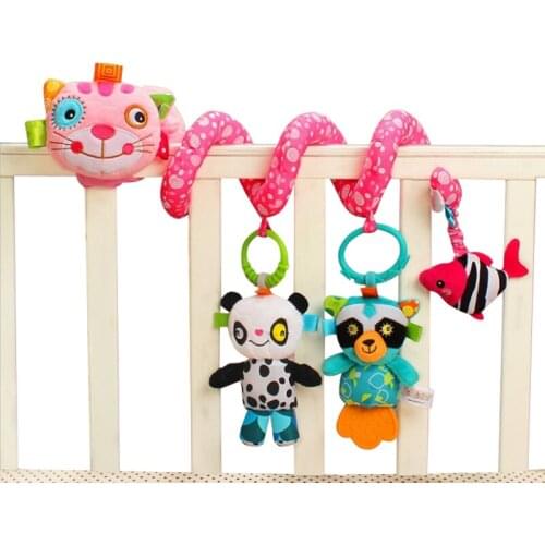 Sozzy Baby Toy Crib Teether Car Bed Stroller Plush Spiral Animal Figure Music Hanging Decoration Toy Elephant Lion Kid Gift