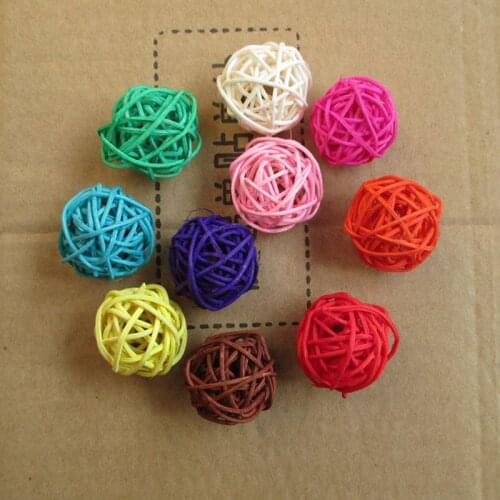 3cm 80pcs Artificial Straw Ball For Birthday Party Wedding Decoration Rattan ball Christmas Decor Home Ornament Supplies