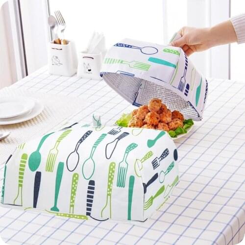 Kitchen Insulation Aluminum Foil Food Cover Folded Anti Fly Mosquito Cover Keep Warm Food Cover Kitchen Gadgets