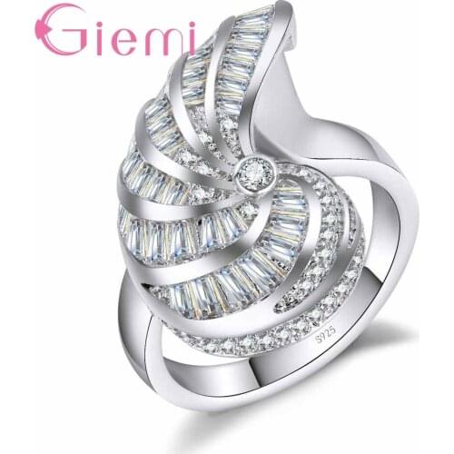 Spiral shaped Ring Unique Design 925 Sterling Silver Cubic Zirconia Wholesale Fashion Engagement Wedding Party jewelry