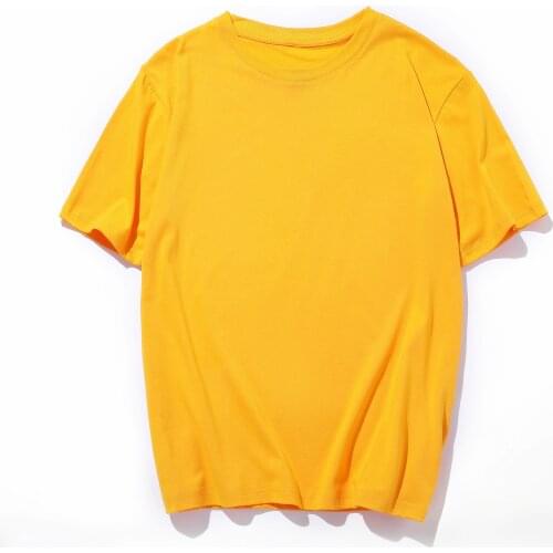 Cotton mens short sleeve T-shirt bottom top loose and versatile solid round neck