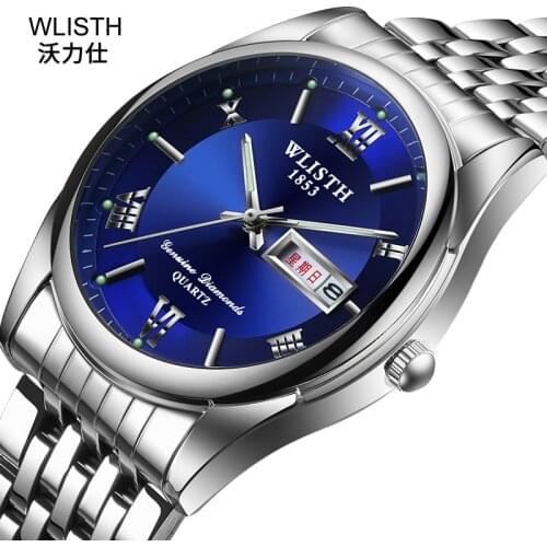 2020 Business Luminous Relogio Masculino WLISTH Men Watches Brand Steel Quartz Watch Waterproof Dual Calendar Wristwatch for Men