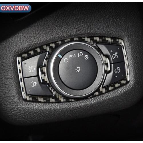 Carbon Fiber interior headlight switch Stickers for Ford Fusion MONDEO Figo ESCAPE ESCORT fiesta C-MAX Figo Styling Accessories
