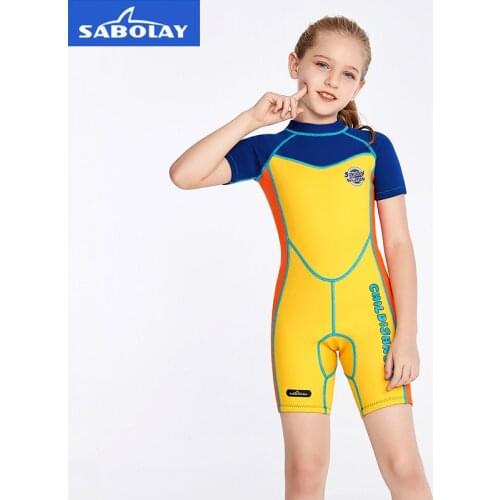 Girl Wetsuit Neoprene One piece Swimwears Diving Suits Warm UV Sun Protection Swimwear For Kid Watersports Swimming Surf