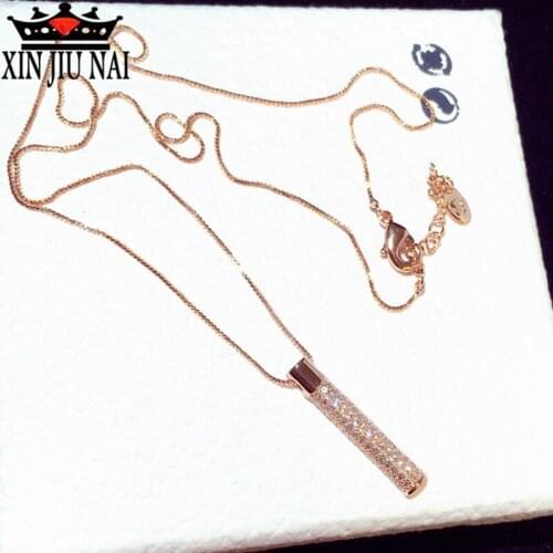 Fashion super shiny and exquisitely inlaid with rhinestones geometric cylinder water bottle temperament short clavicle necklace