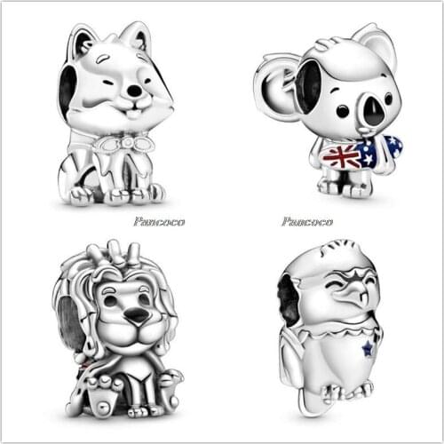 925 Sterling Silver Charm 2020 Pre-Autumn Wavy Union Jack Lion Beads Fit Pandora Bracelet & Necklace Jewelry