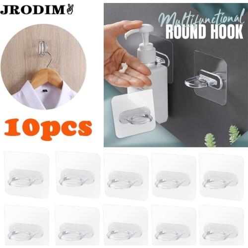 Transparent Round Hook Self Adhesive Hook Shelf Support Holder Wall-mount key Umbrella Hanger Holder Kitchen Bathroom Accessorie