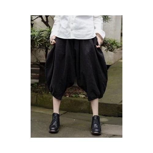 Spring and summer ss new dark Japanese arc-shaped Linen Leisure Harem pants