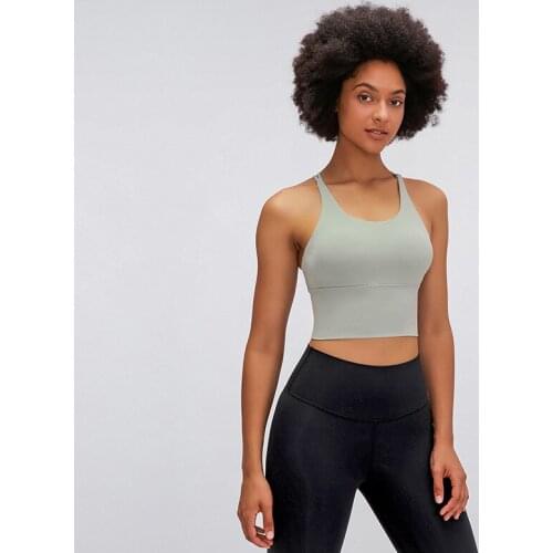 Sports Underwear Pure Color Thin Shoulder Straps Cross Beautiful Back Yoga Women Backless Fitness Bra Small Sling