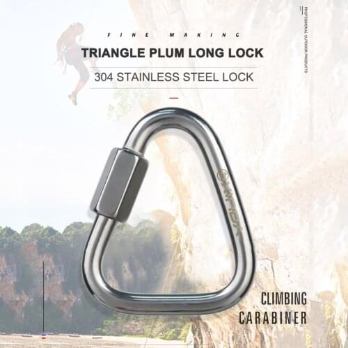 Outdoor Stainless Steel Climbing Buckle Mountaineering Triangle Safety Connection Lock Fast Hook Carabiner Equipment Accessories