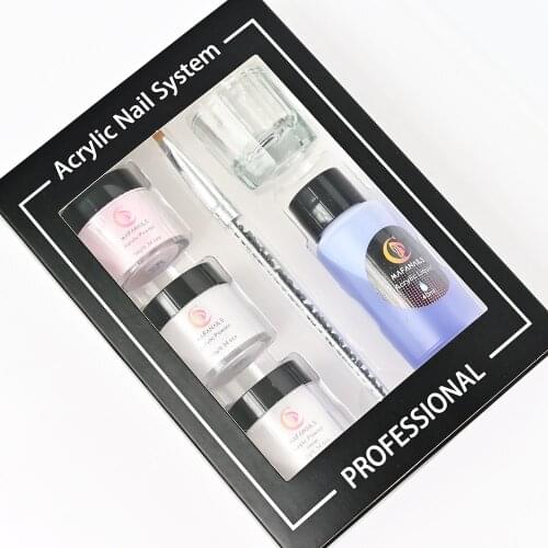 1Set Acrylic Nail Kit Monomer Polymer&Acrylic Sculpting Liquid 40 ml 3 Colors -DIYAcrylic Powder&Liquid&Nail Brush In 1 Box