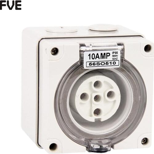 *10A three phase 5 round pin waterproof socket IP66 56SO510
