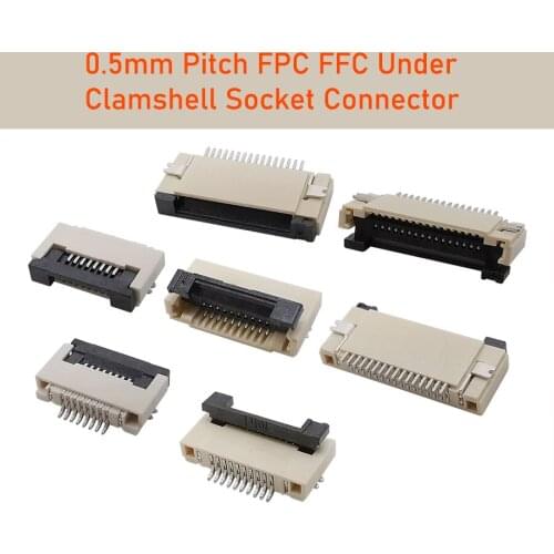 10Pcs/Lot FFC FPC 0.5mm Pitch Under Clamshell Bottom Contact Socket Cable Connector 4P/6/8/10/12/14/16/18/20/24/30/ 32/34/40Pin