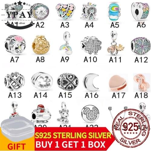 100% 925 Sterling Silver Colorful Rainbow REFLEXION Moon Dangle Beads Fit Original Pandora Charms Bracelets DIY Women Jewelry