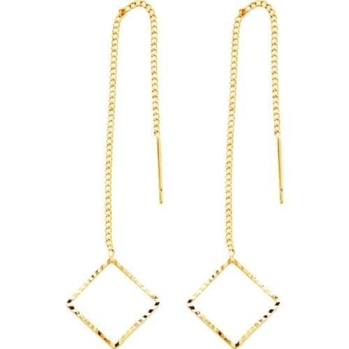 2019 European Fashion New Minimalist 24K Gold Triangle Heart Round Metal Chain Tassel Earrings Elegant wedding ears Jewelry