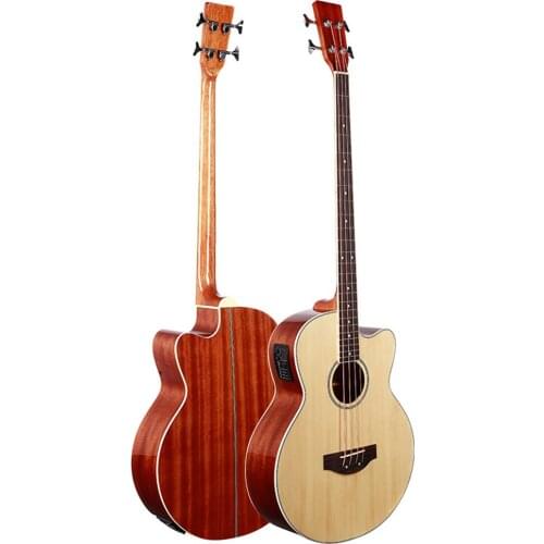 41 Inch Bass Guitar Spruce Mahogany Sapele 21 Frets Cutaway Wooden Bass Guitar Musical Instrument for Beginners