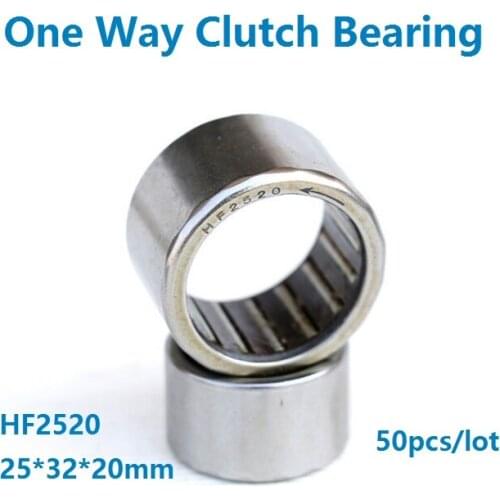 50pcs/lot HF2520 25×32×20mm One Way bearing Drawn Cup One Way Clutch Needle roller Bearing Single Way Needle Bearing 25*32*20mm