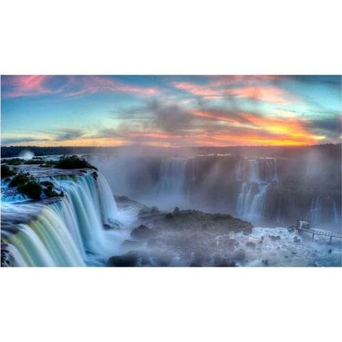 5D DIY Full Round/Square Diamond Painting Waterfall Scenery 3D Embroidery Cross Stitch Rhinestone Mosaic Home Decor Gift Y1029