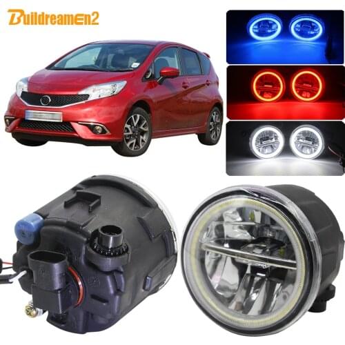 Buildreamen2 For Nissan Note E11 MPV 2006-2015 Car 4000LM LED Fog Light Angel Eye Halo Ring Daytime Running Light 12V Styling