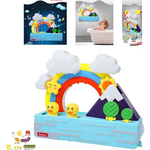 Kids Shining Rainbow Floating Duck Toys with Tracks Water Fill Spining Flow with Music for Boys Girls Games