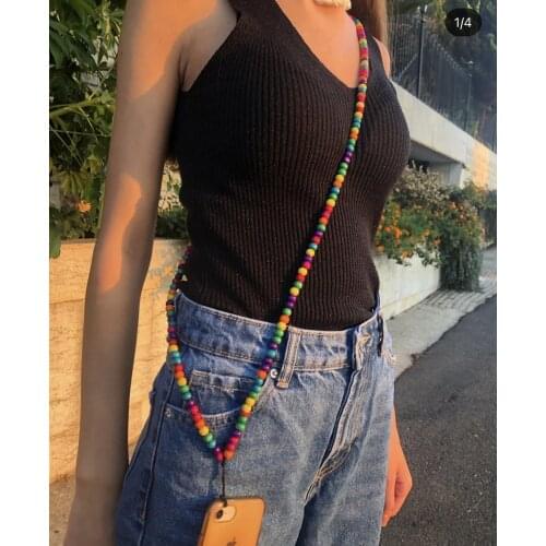 Long Mobile Phone Chain Bag Key Chain Bijoux Bead Phone Charm Strap Bracelet Telephone Lanyard Collares Jewelry Women