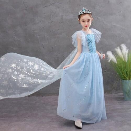 Long Summer Dress Children Birthday Party Prom Evening Snow 2 Cosplay Fancy Tutu Princess Infant Sequined Vestidos Girls Clothes