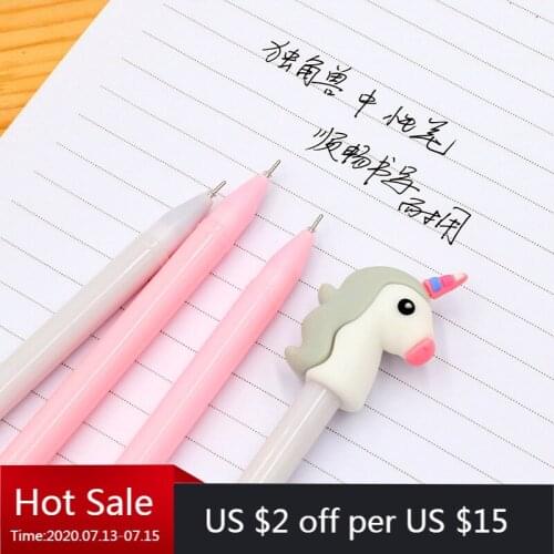 Jonvon Satone 40 Pcs Cartoon Unicorn Gel Pen 0.5mm Kawaii Black Pens For Writing Korean Stationery School Supplies School Tools