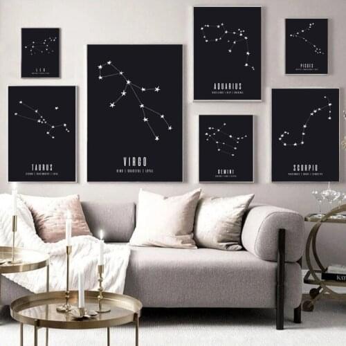 12 Constellations Character Quote Picture Home Decor Nordic Canvas Painting Wall Art Cartoon Posters Print Design for Livingroom