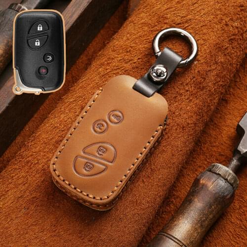 4 Buttons Leather Car Remote Key Fob Holder Case Cover Skin Keychain For Lexus GX LX RX Car Accessories